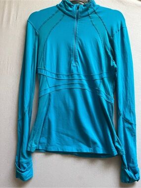 Lululemon Athletica Swiftly Tech Half Zip Active Top Turquoise Sz 8